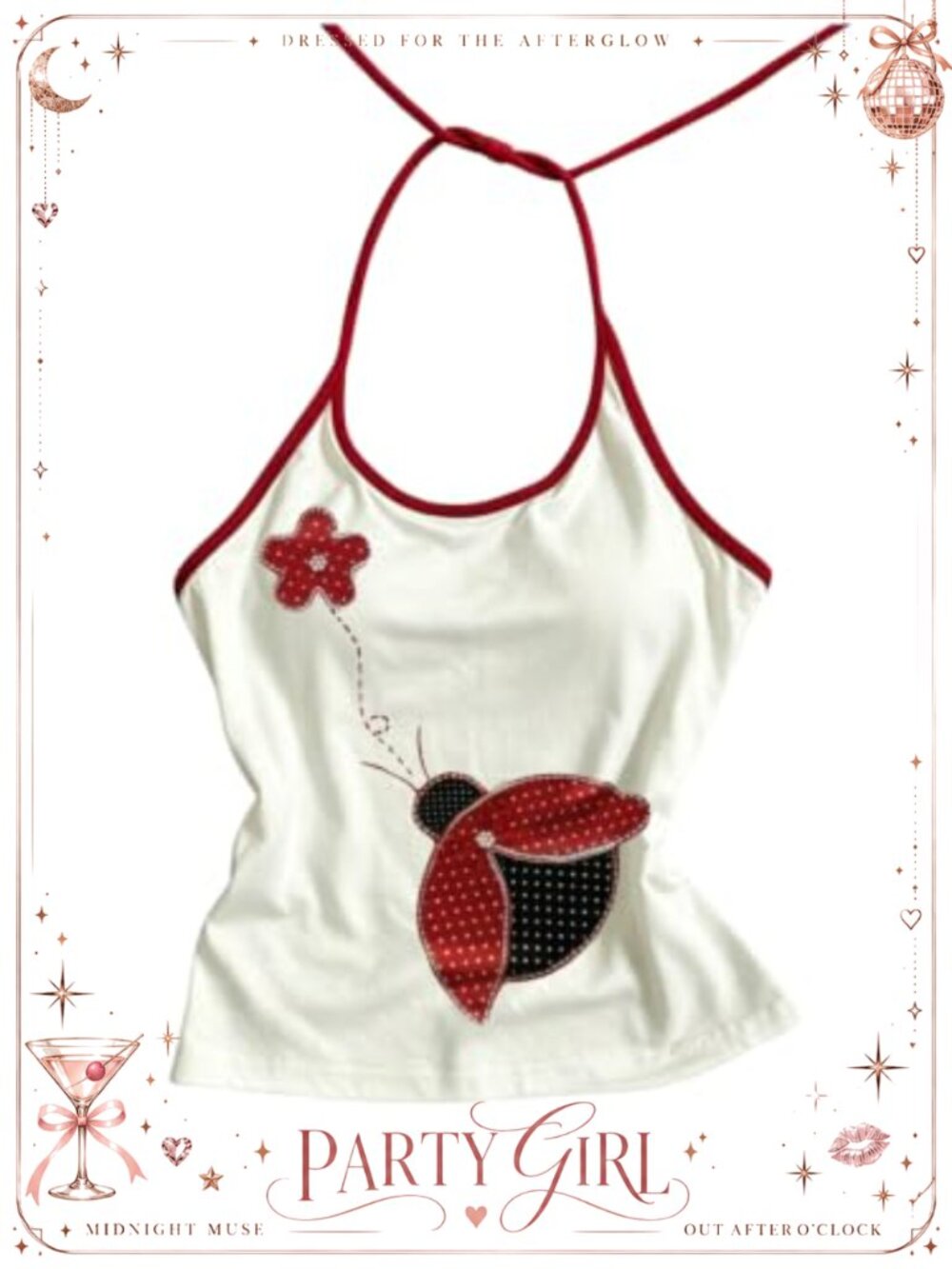 Sequin Floral Halter Top Y2K Summer Going Out Women's Slim Fit